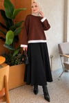 Dantel Detaylı Basic Tunik Kahve