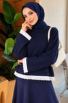 Dantel Detaylı Basic Tunik Lacivert