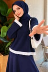 Dantel Detaylı Basic Tunik Lacivert