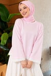 Dantel Detaylı Basic Tunik Pembe