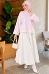 Dantel Detaylı Basic Tunik Pembe