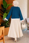 Dantel Detaylı Basic Tunik Petrol