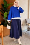 Dantel Detaylı Basic Tunik Saks