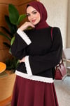 Dantel Detaylı Basic Tunik Siyah
