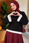 Dantel Detaylı Basic Tunik Siyah