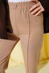 Dar Paça Bel Lastikli Çımalı Pantolon Camel