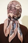Desenli Ayda Bambu Kraş Eşarp Camel