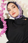 Desenli Ayda Bambu Kraş Eşarp Siyah Lila
