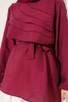 Drapeli Kuşaklı Tunik Bordo
