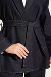 Duble Kol Bel Kuşaklı Kot İkili Takım Lacivert