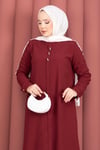 Düğme Aksesuarlı Tunik Pantolonlu Takım Bordo