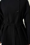 Düğmeli Kuşaklı Basic Ceket Siyah