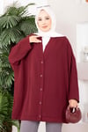 Düğmeli Salaş Aerobin Kimono Bordo