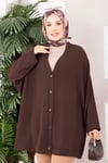 Düğmeli Salaş Aerobin Kimono Kahve