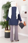 Düğmeli Salaş Aerobin Kimono Lacivert