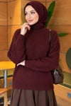 Düşük Kol Ribanalı Triko Kazak Bordo