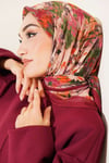 Ebruli Desenli Eşarp Bordo