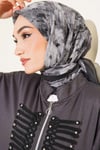 Ebruli Desenli Eşarp Füme