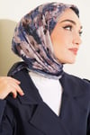 Ebruli Desenli Eşarp Lacivert