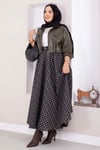 Ekose Desen Kloş Etek Siyah-Taba