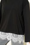Etek Ucu Dantelli Basic Tunik Siyah