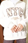 Fermuarlı Nyc Nakışlı Sweatshirt Ekru