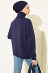Fermuarlı Nyc Nakışlı Sweatshirt Lacivert