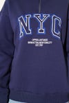 Fermuarlı Nyc Nakışlı Sweatshirt Lacivert