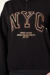 Fermuarlı Nyc Nakışlı Sweatshirt Siyah