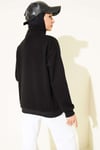 Fermuarlı Nyc Nakışlı Sweatshirt Siyah
