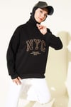 Fermuarlı Nyc Nakışlı Sweatshirt Siyah