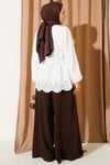 Fisto Bilek Lastikli Gömlek Beyaz