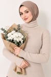 Fitilli Boğazlı Body Bej