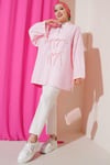 Fiyonk Detaylı Düğmeli Kimono Pembe