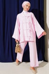 Fiyonk Detaylı Kimono İkili Takım Pembe