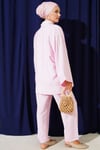 Fiyonk Detaylı Kimono İkili Takım Pembe