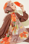Flora Desenli Şal Camel