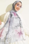 Flower Dijital Baskı Şal Gri