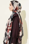 Gardenya Desen Bambu Kraş Şal Siyah Camel
