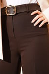 Geniş Kemerli Bol Paça Pantolon Acı Kahve