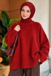Geniş Kol Ribanalı Triko Tunik Bordo
