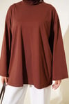 Geniş Kollu Basic Tunik Kahve