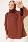 Geniş Kollu Basic Tunik Kahve