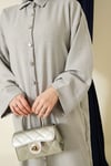 Geniş Kollu Oversize Uzun Gömlek Gri