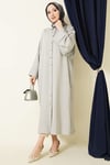 Geniş Kollu Oversize Uzun Gömlek Gri