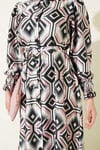 Geometrik Desenli Saten Elbise Mint