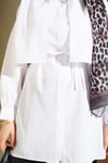 Göğüs Parçalı İp Kuşaklı Gömlek Beyaz
