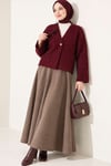 Gold Düğmeli Çift Cepli Kaşe Ceket Bordo