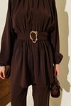 Gold Tokalı Bel Lastikli Modal İkili Takım Kahve