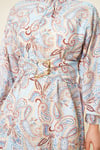 Gold Tokalı Paisley Desen Tunik Mavi